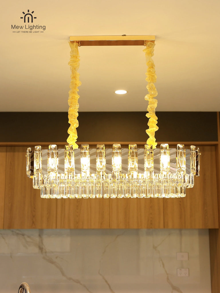 PD211 Crystal Pendant Light Clear Crystal Golden finish - MEW Lighting